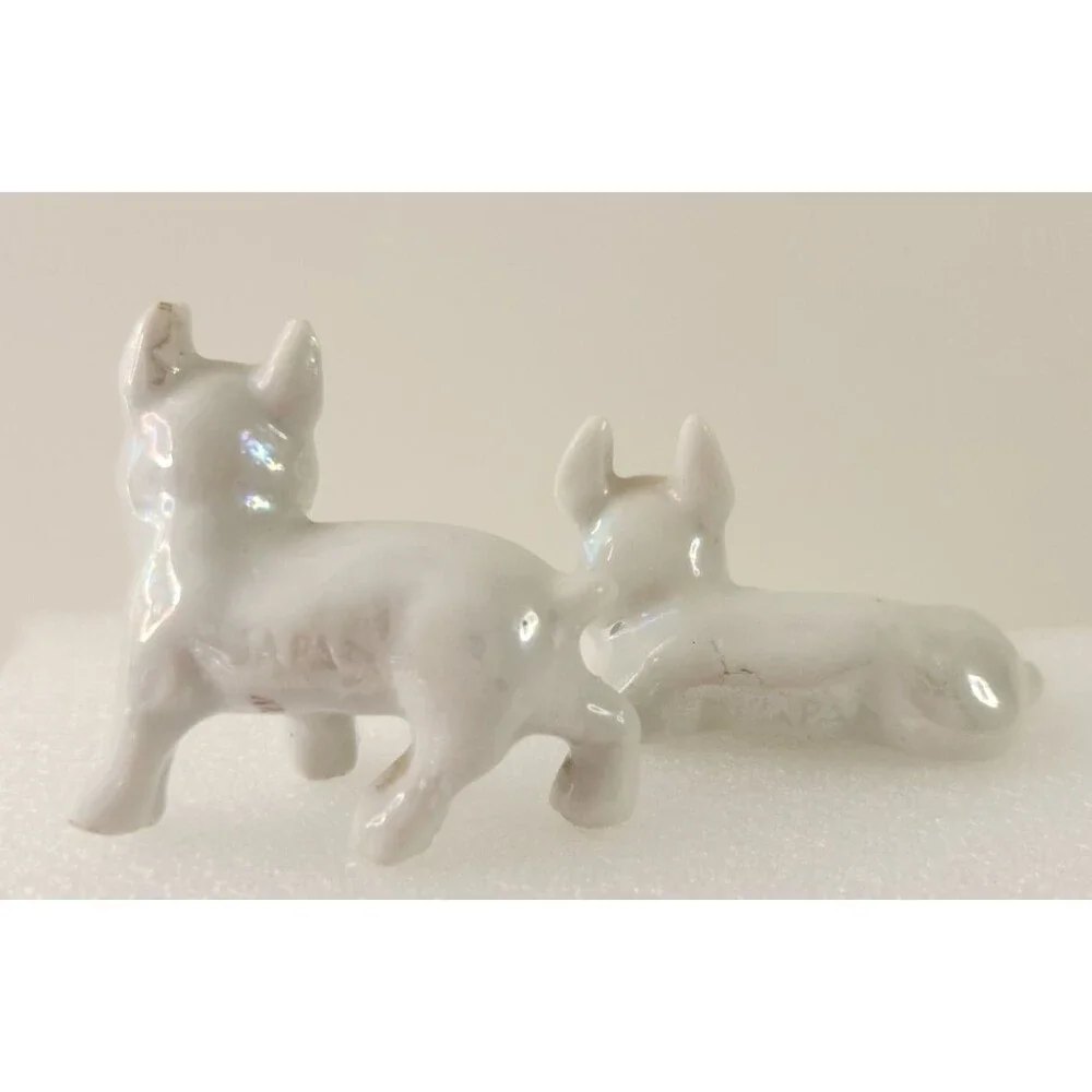 VINTAGE FRENCH BULLDOG LUSTERWARE PORCELAIN FIGURES  FRENCHIE- MADE IN JAPAN 2”